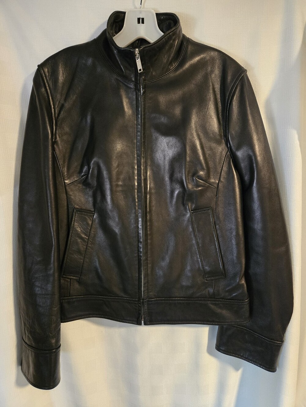 Banana Republic Black Leather Zip-Up Jacket - Picture 2 of 8